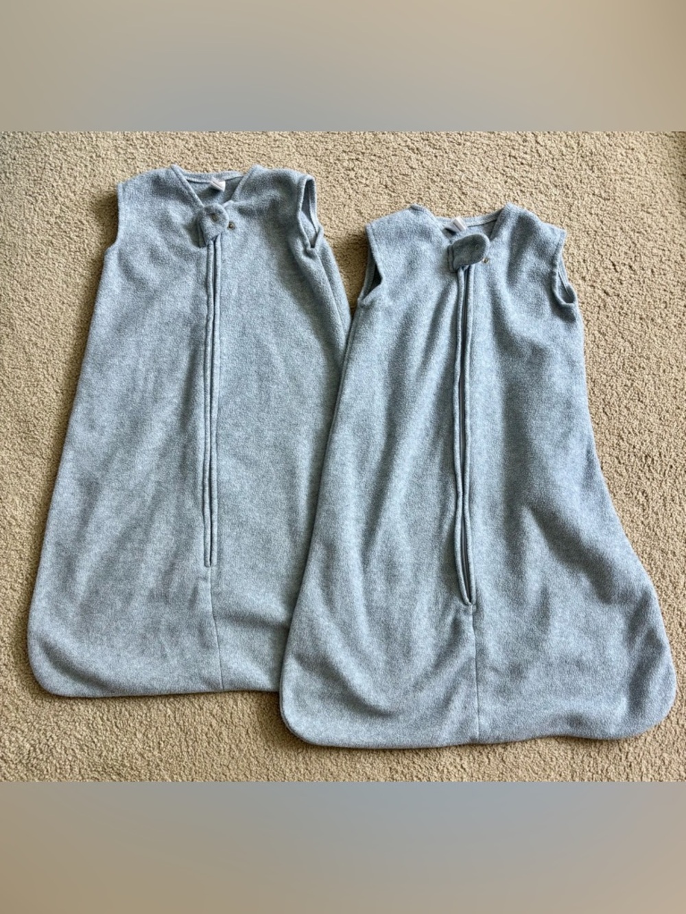 Hudson Baby Gray Fleece Sleep Sacks - 2 Pack- 6-12 Months